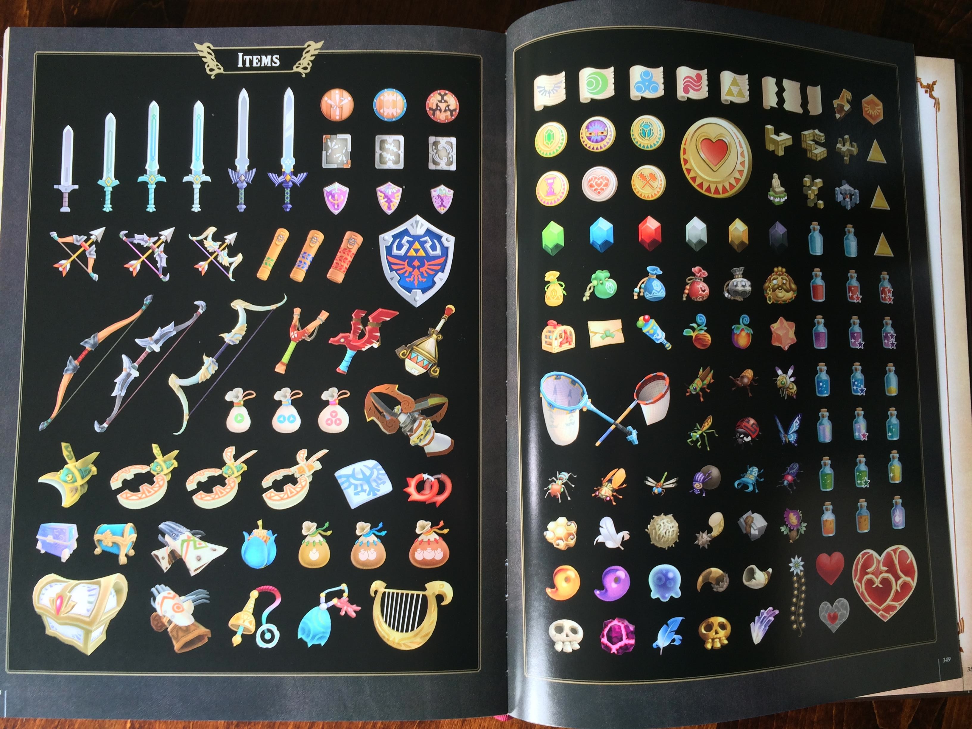 A comparison of some of the many items present in one of the Legend of Zelda games